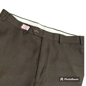 Ralph‎ Lauren Brown Flatfront Houndstooth Dress Pants 36x34 Office Church career